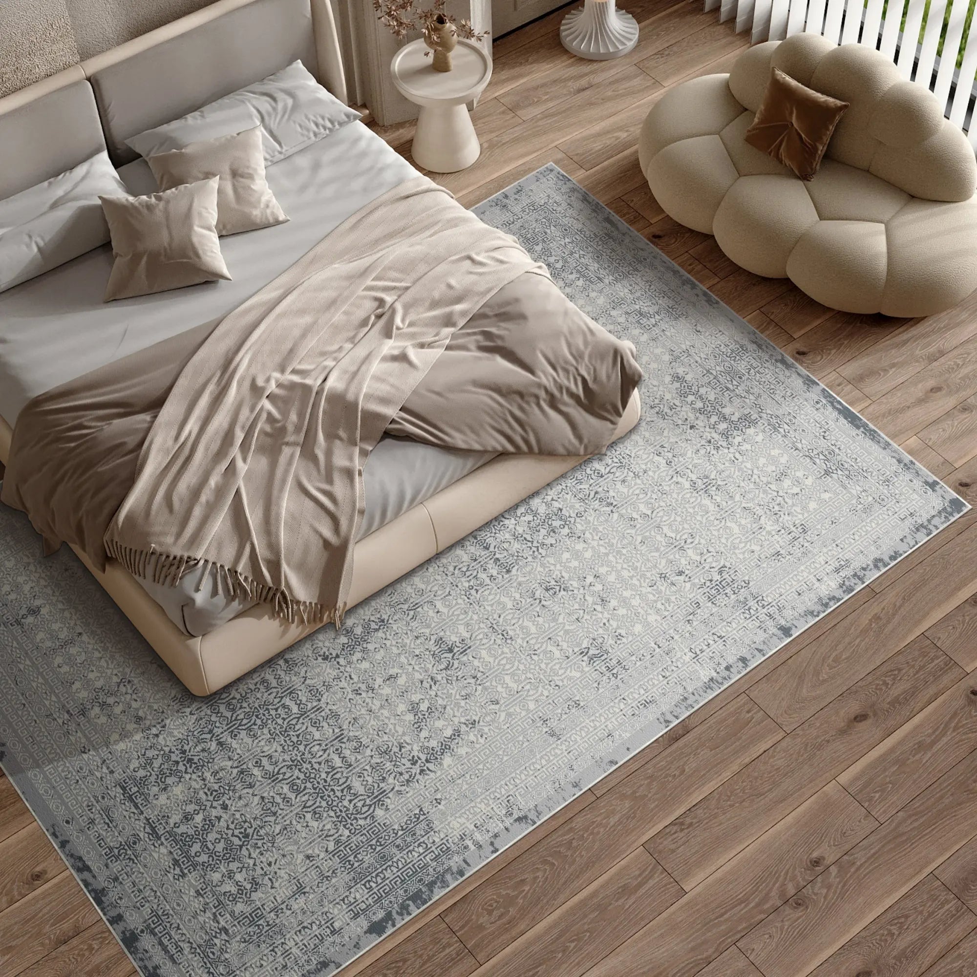 Обсидіановий сірий килим з ґратами