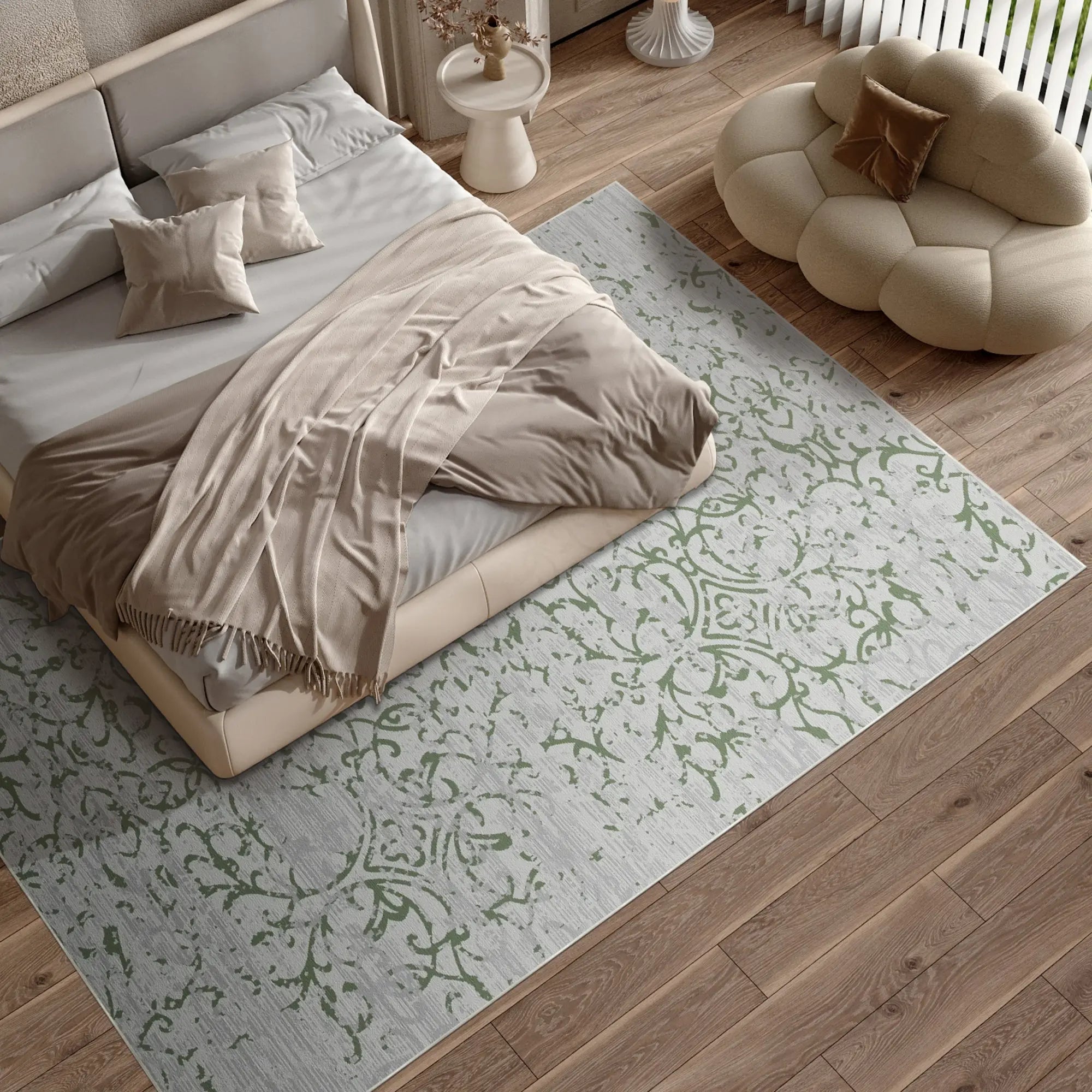 Килим Jade Trellis з ефектом потертості, зелений