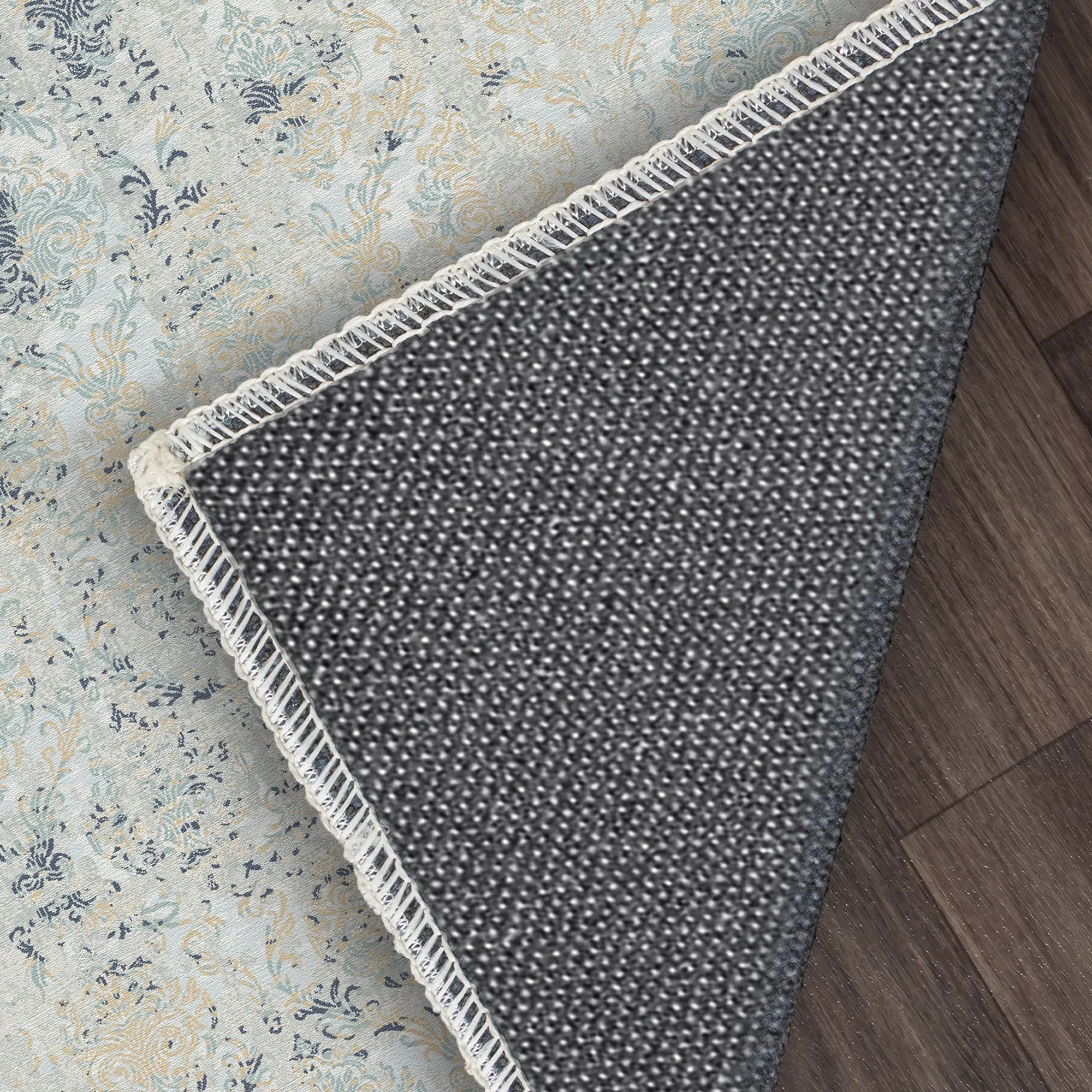 Синій килим Tidal Damask що миється