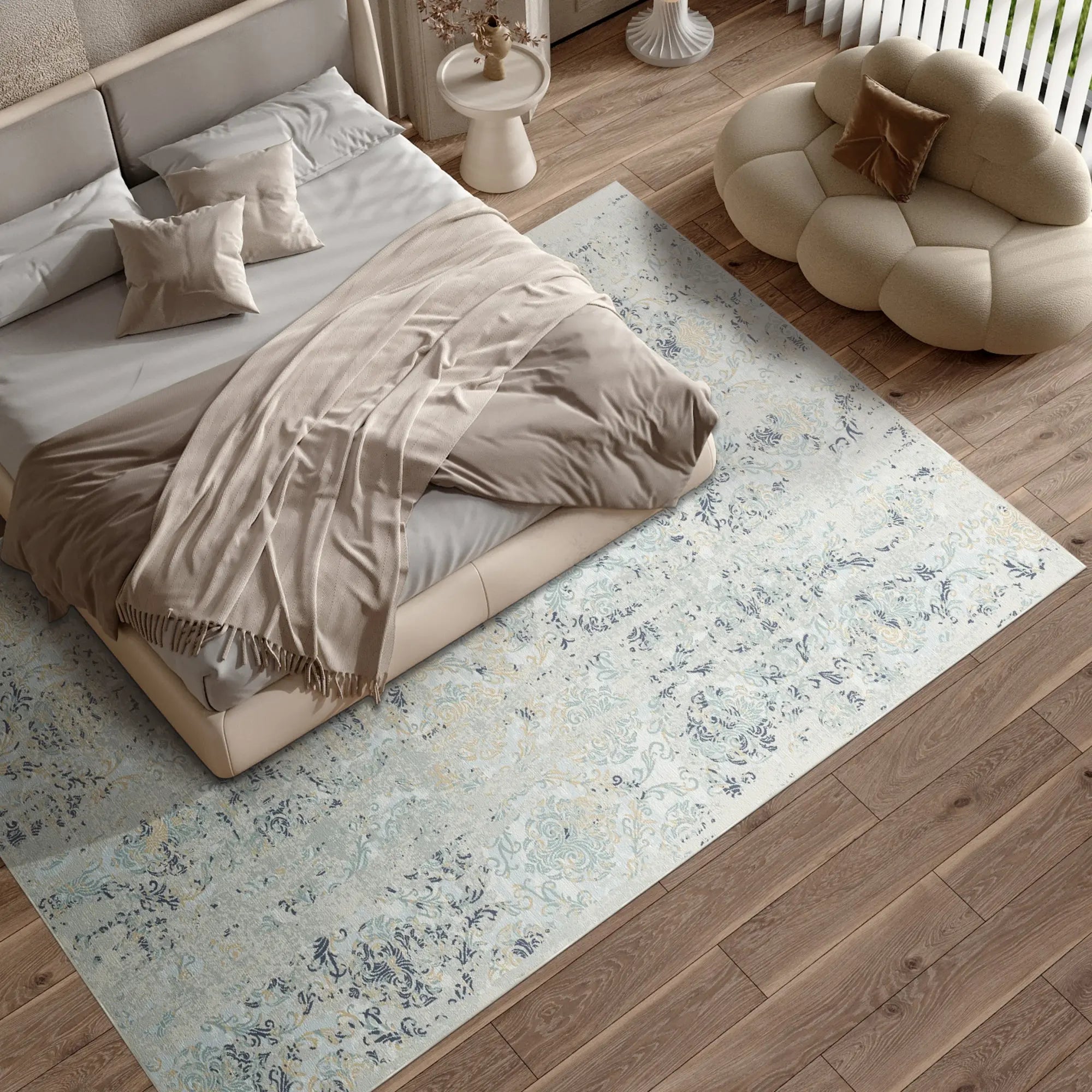 Килим Tidal Damask, що миється, синій