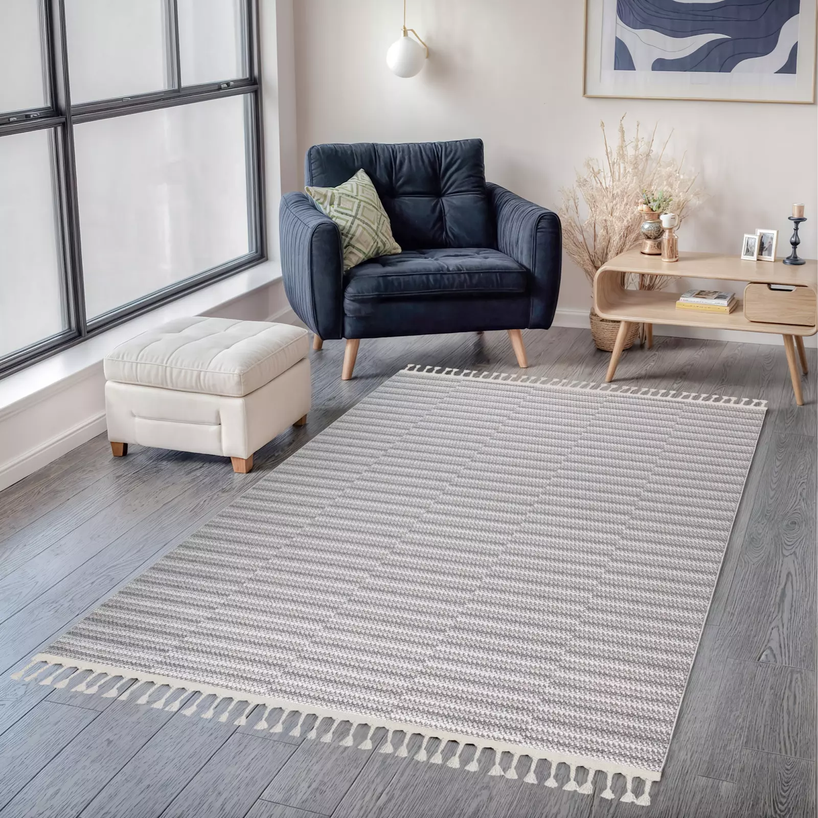 Touch of Lines Beige Soft Weave - Bella Rugs