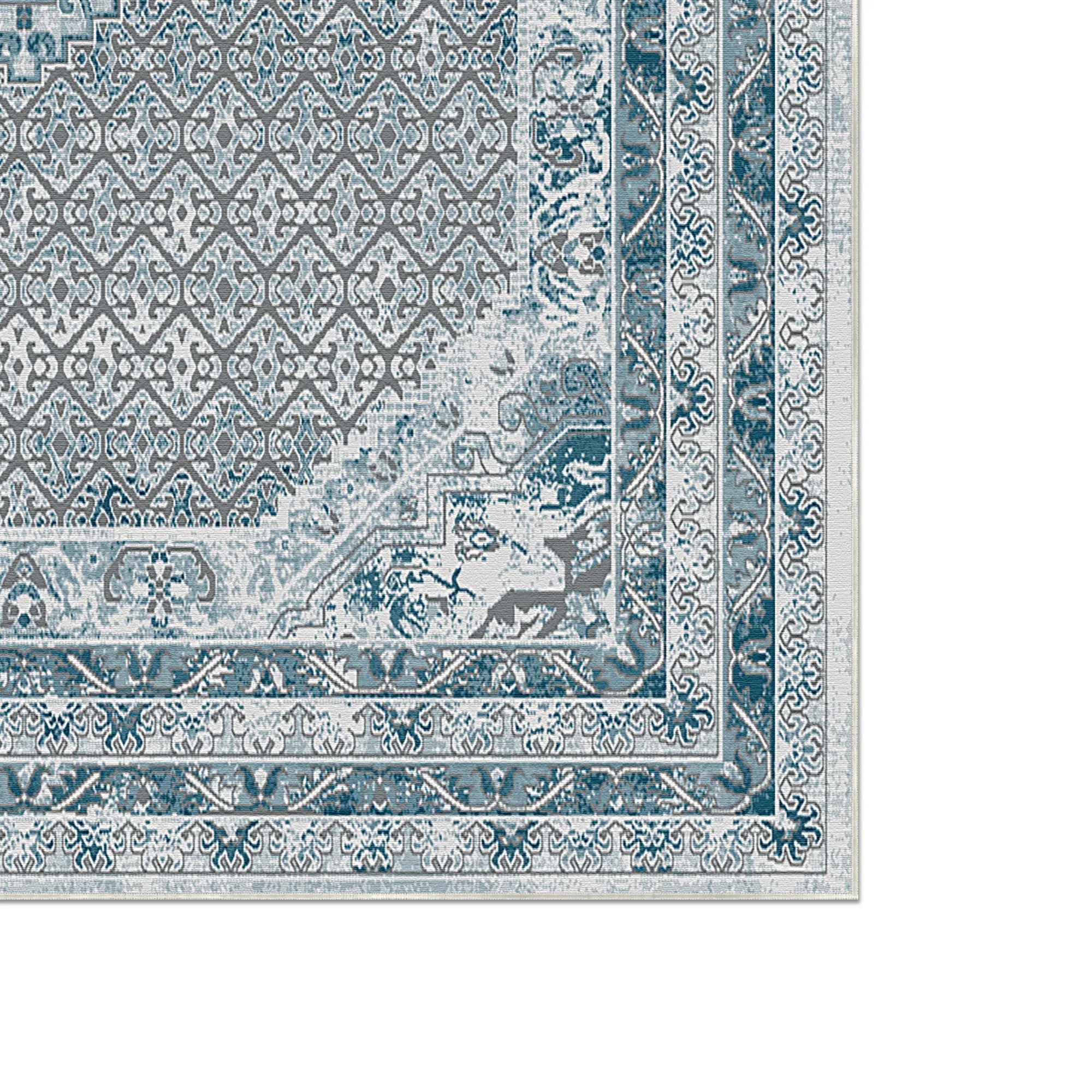 Вінтажний синій килим-медальйон