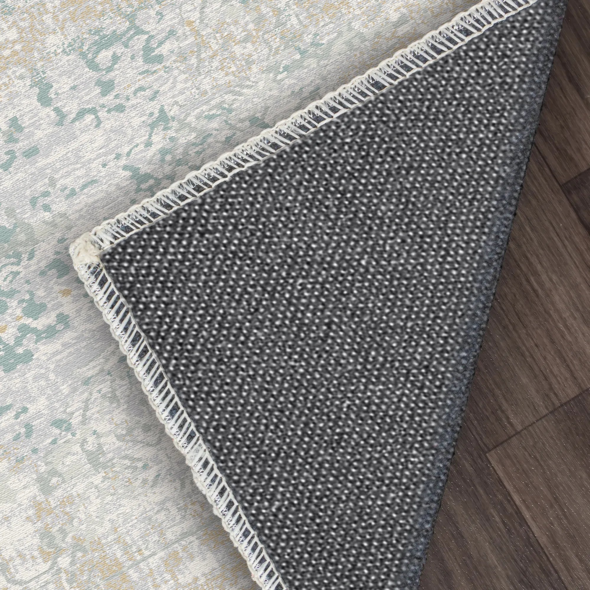 Килим з патиною бірюзово золотистий бежевий