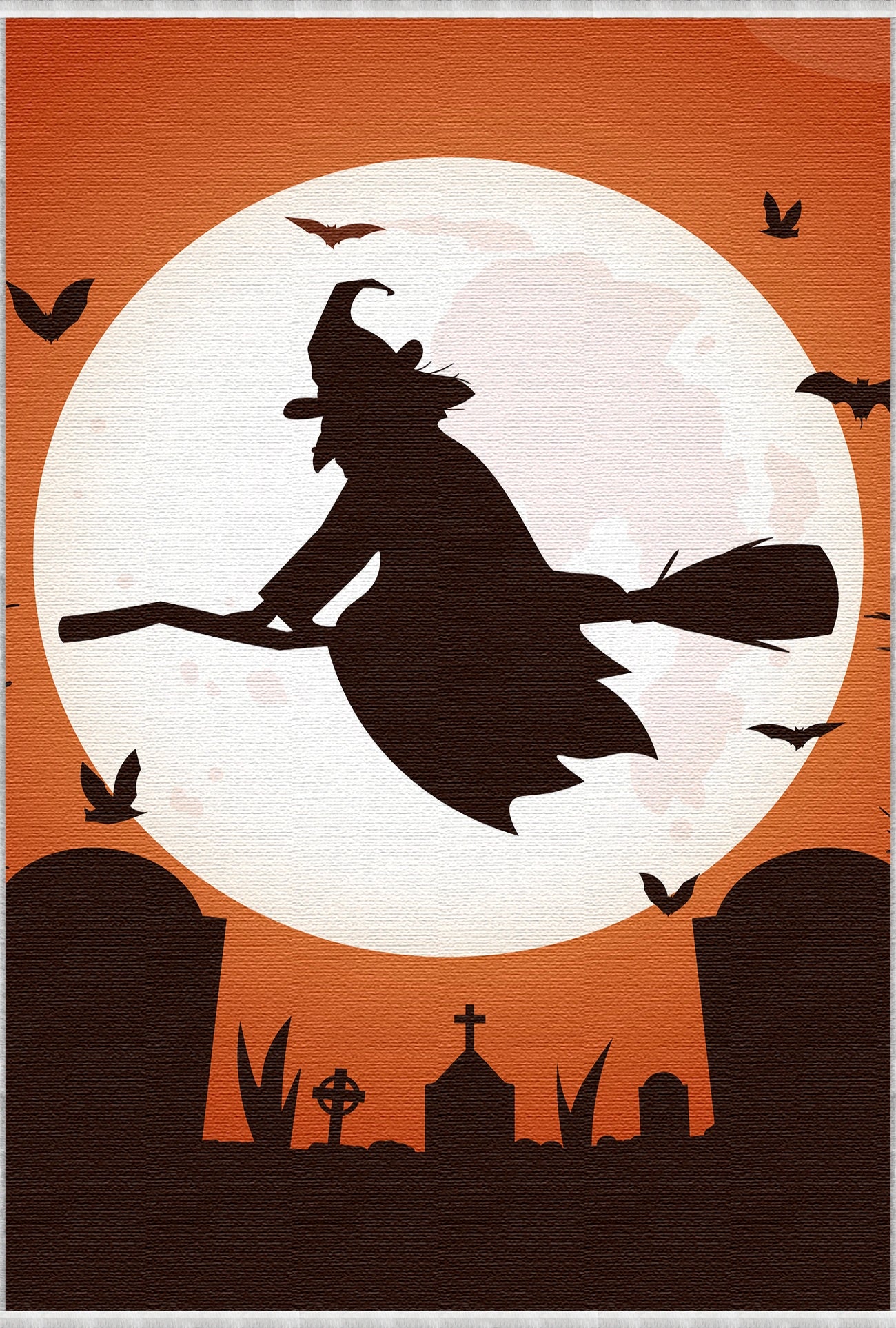 Килим для Хеллоуїна з силуетом відьми та місяцем