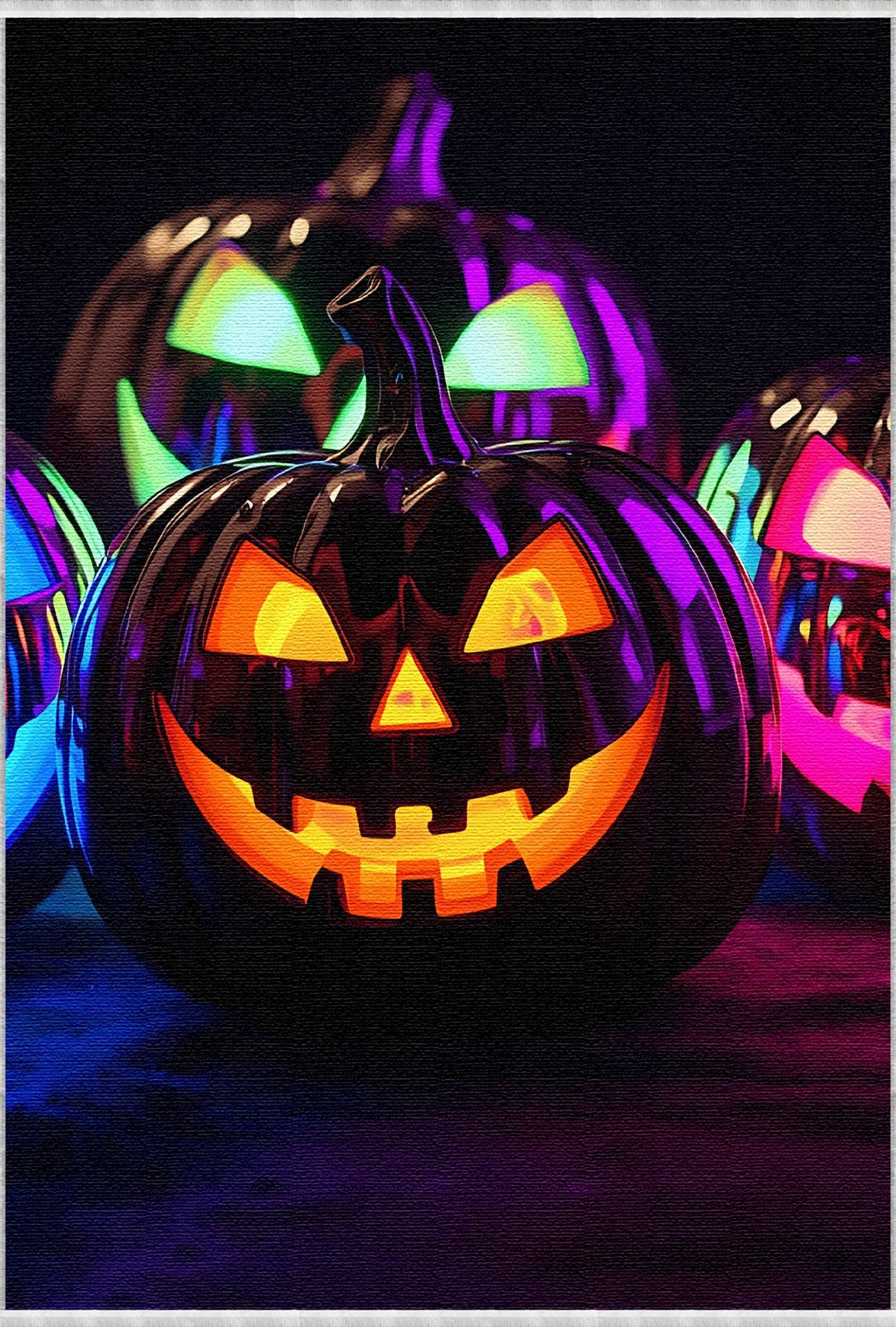 Неоновий хромований гарбузовий килим на Хелловін