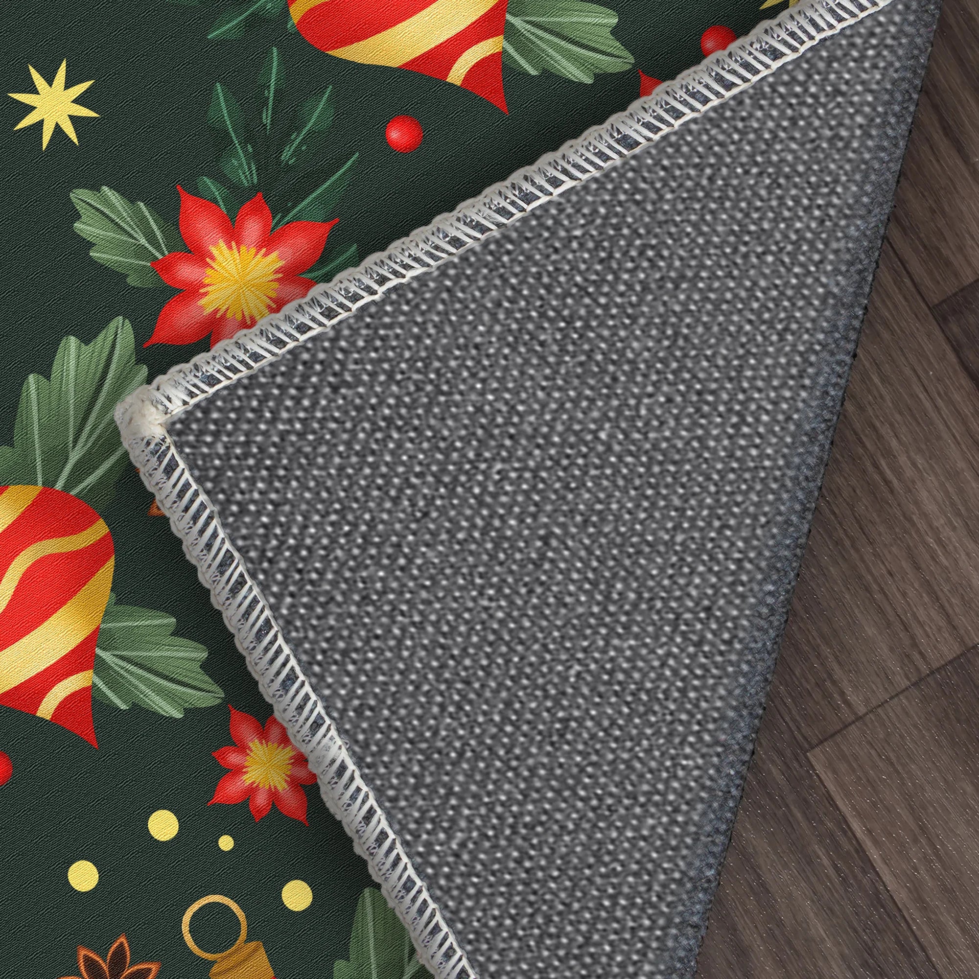 Різдвяний килим з квітковим принтом, який можна прати