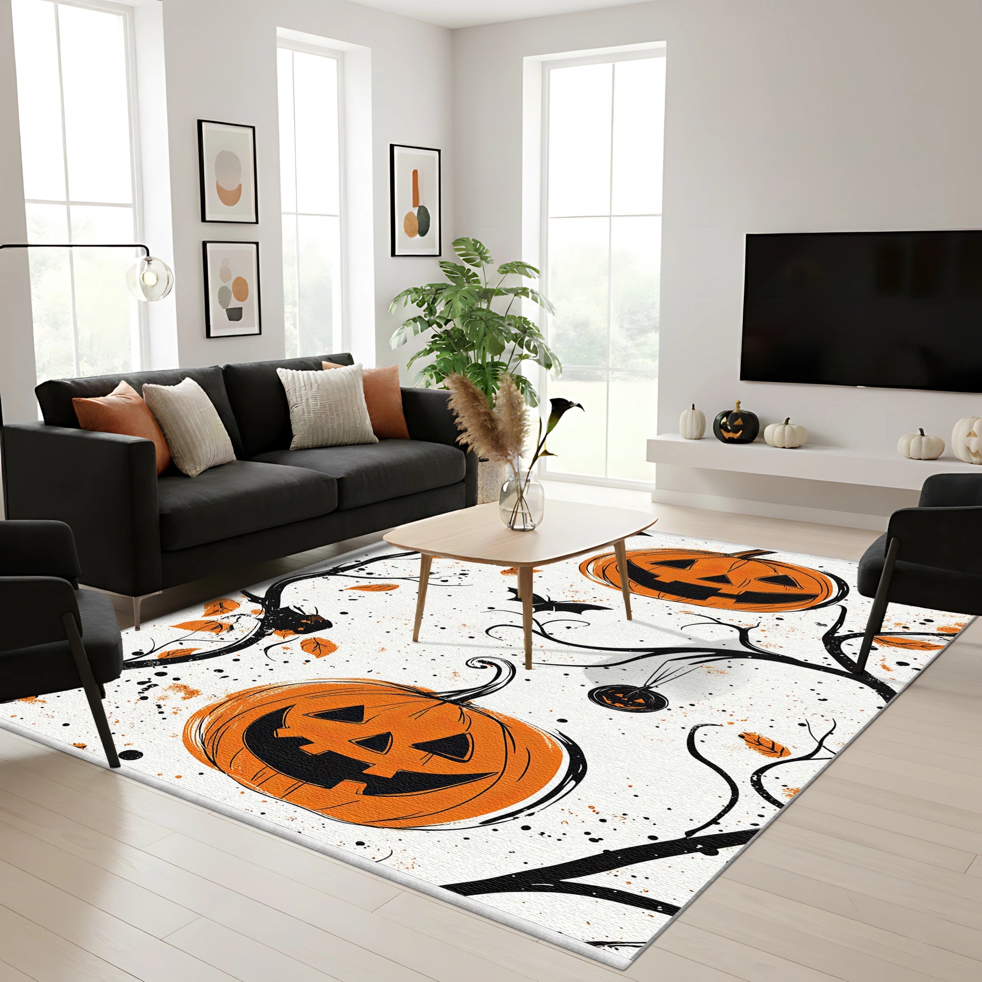 Мінімалістичний килимок з гарбузовим осіннім ефектом, який можна прати