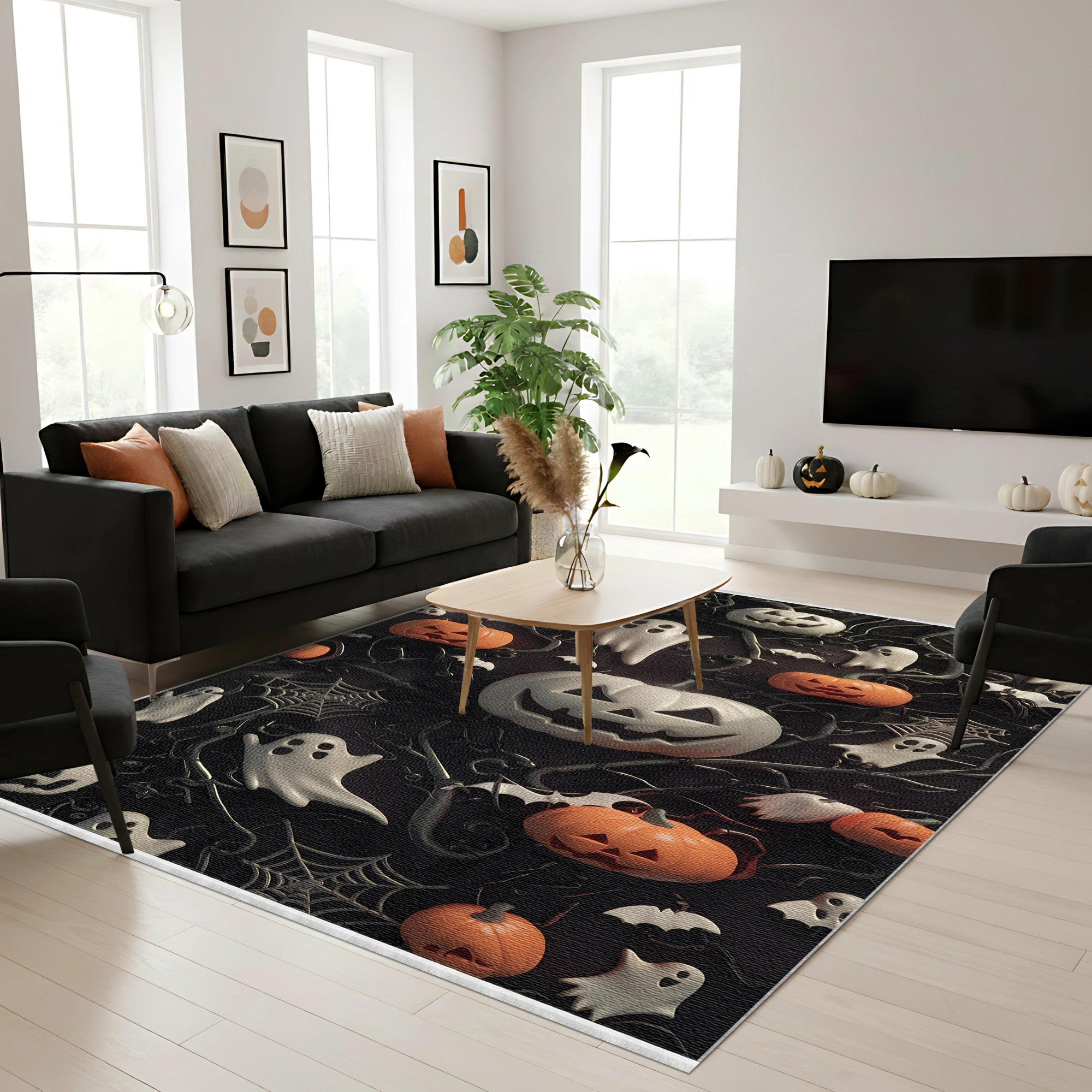 Грайливий килимок з гарбузом привидом на Хелловін