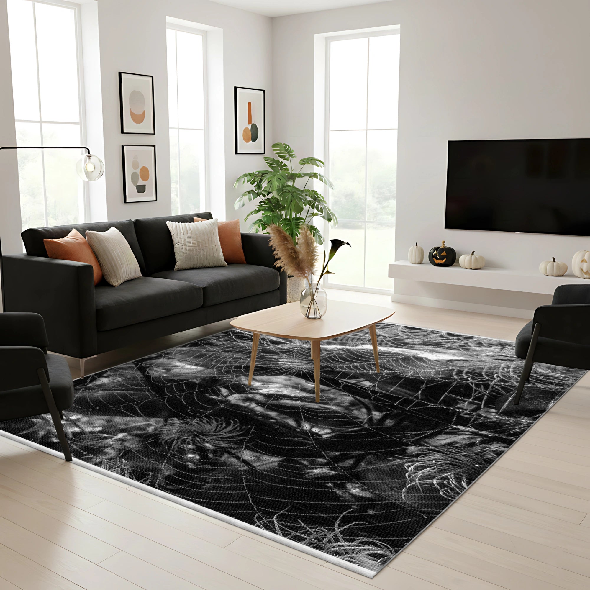 Готичний килимок для Хеллоуїна з павутиною