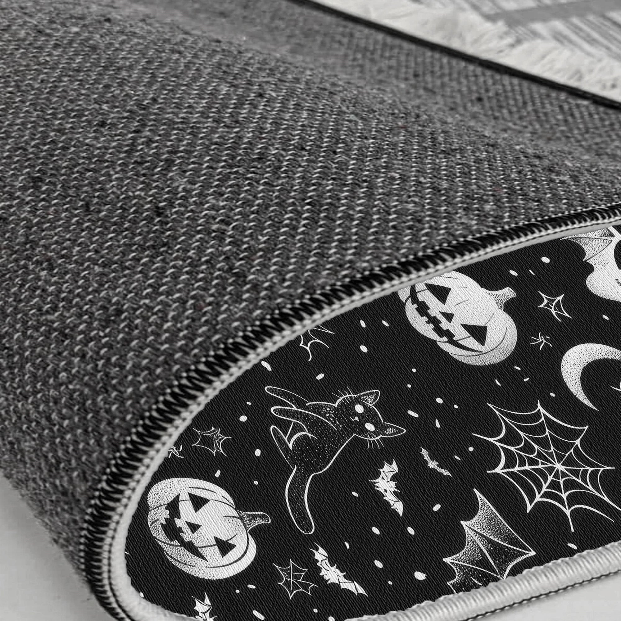 Килимок для Хеллоуїна з гарбузом Чорний кіт