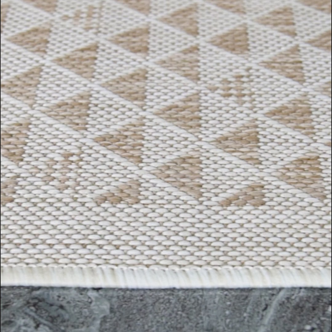 Сизалевий килим з трикутним візерунком бежевий